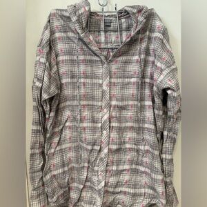Button Up Flannel w/Hoodie-Aerie